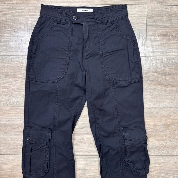 Cotton On Black Flare Cargo Pants Grudge Emo Streetwear Cotton Women's US 2 - Picture 5 of 10